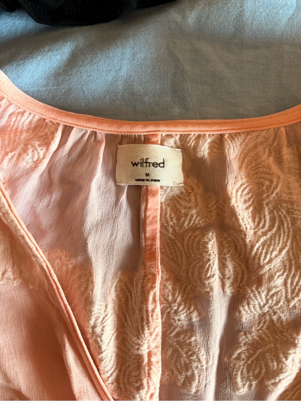 Wilfred Peach Lace Peplum Long-Sleeve Top - Picture 2 of 2